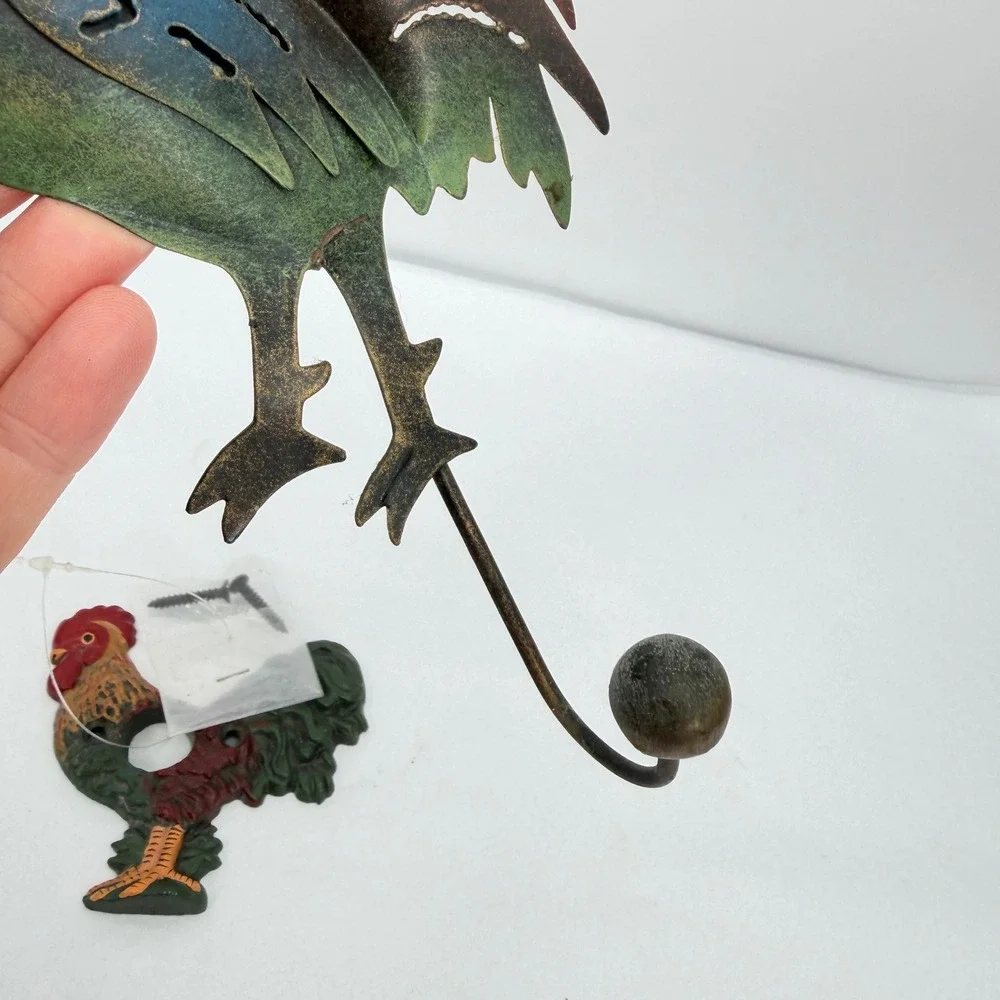 Cast Rooster Door Bell Plate & Hook SET Farmhouse Decor Kitchen Chicken Fowl